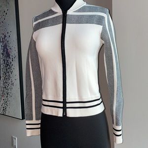 rag & bone White and Gray Zip-Front Bomber Jacket